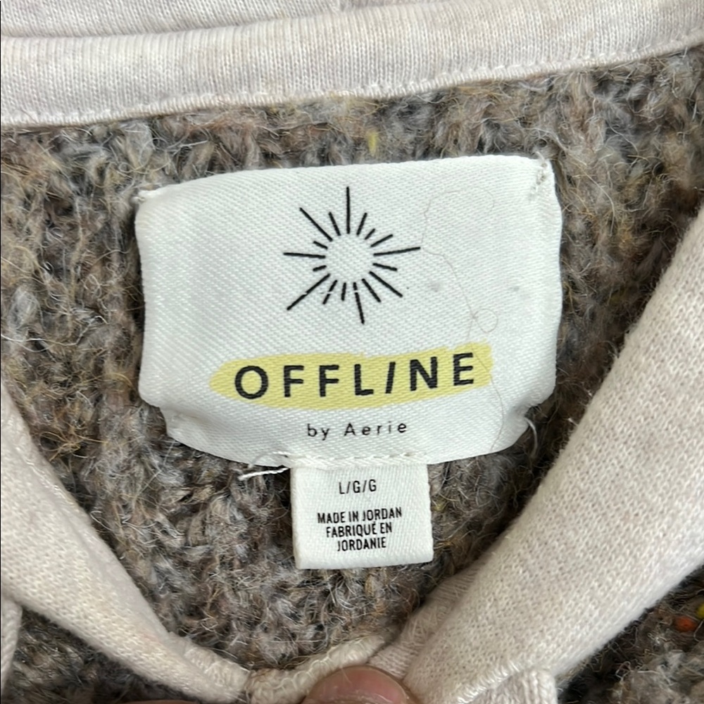 Aerie Offline Knit Sweater in Cream and Brown - Picture 2 of 10